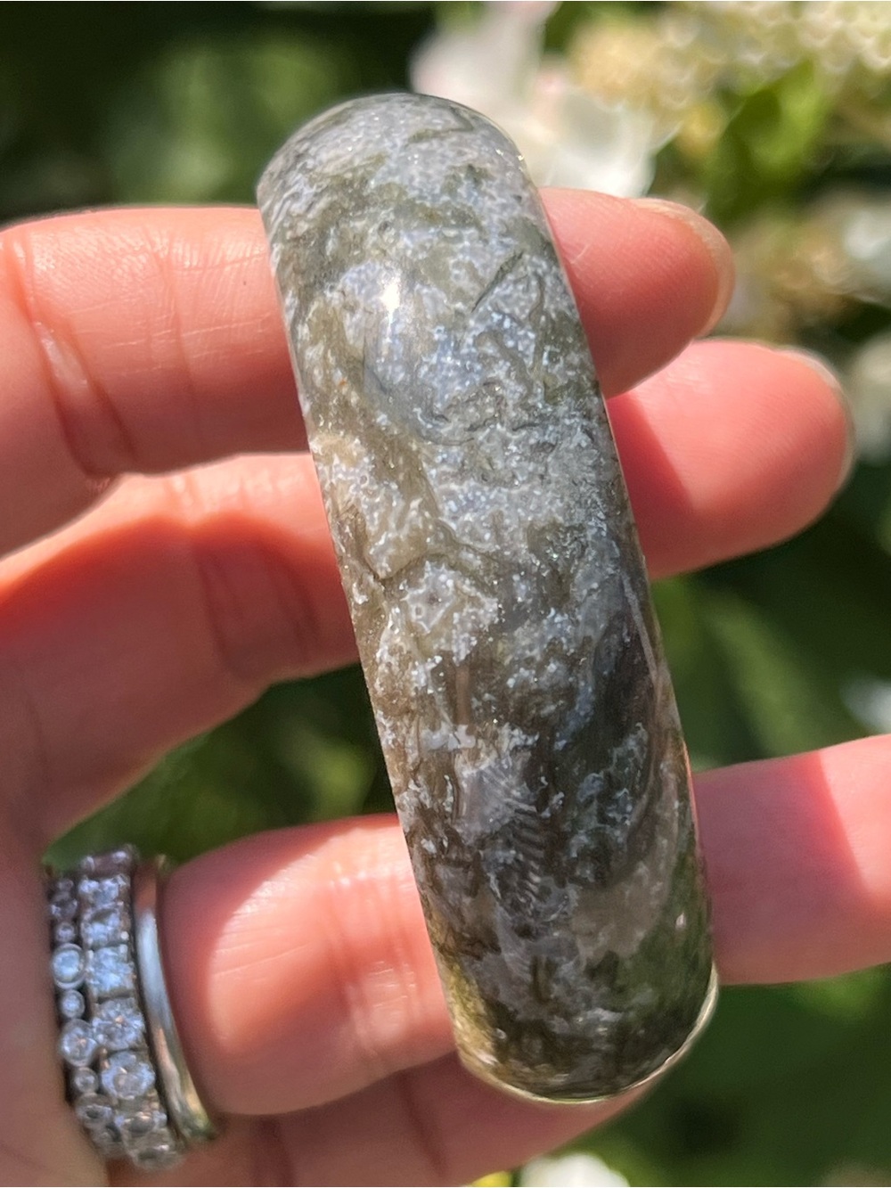 Moss (13) agate bangle | Crystal